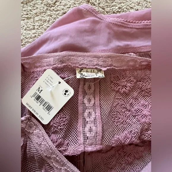 NWT Free People Still the One Lace Intimately FP Sheer Floral Bodysuit La Fluer